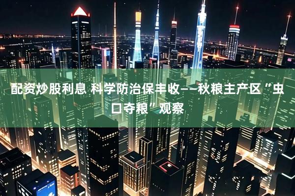 配资炒股利息 科学防治保丰收——秋粮主产区“虫口夺粮”观察